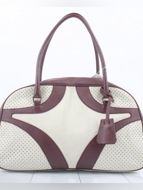 Prada Handbags - Prada Vintage Vitello Drive Leather Perforated Bowling Bag w/COA
